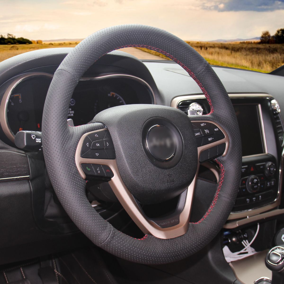 Loncky Auto Custom Fit OEM Black Genuine Leather Car Steering Wheel Cover for Jeep Grand 2014 Jeep Grand Cherokee Steering Wheel Removal